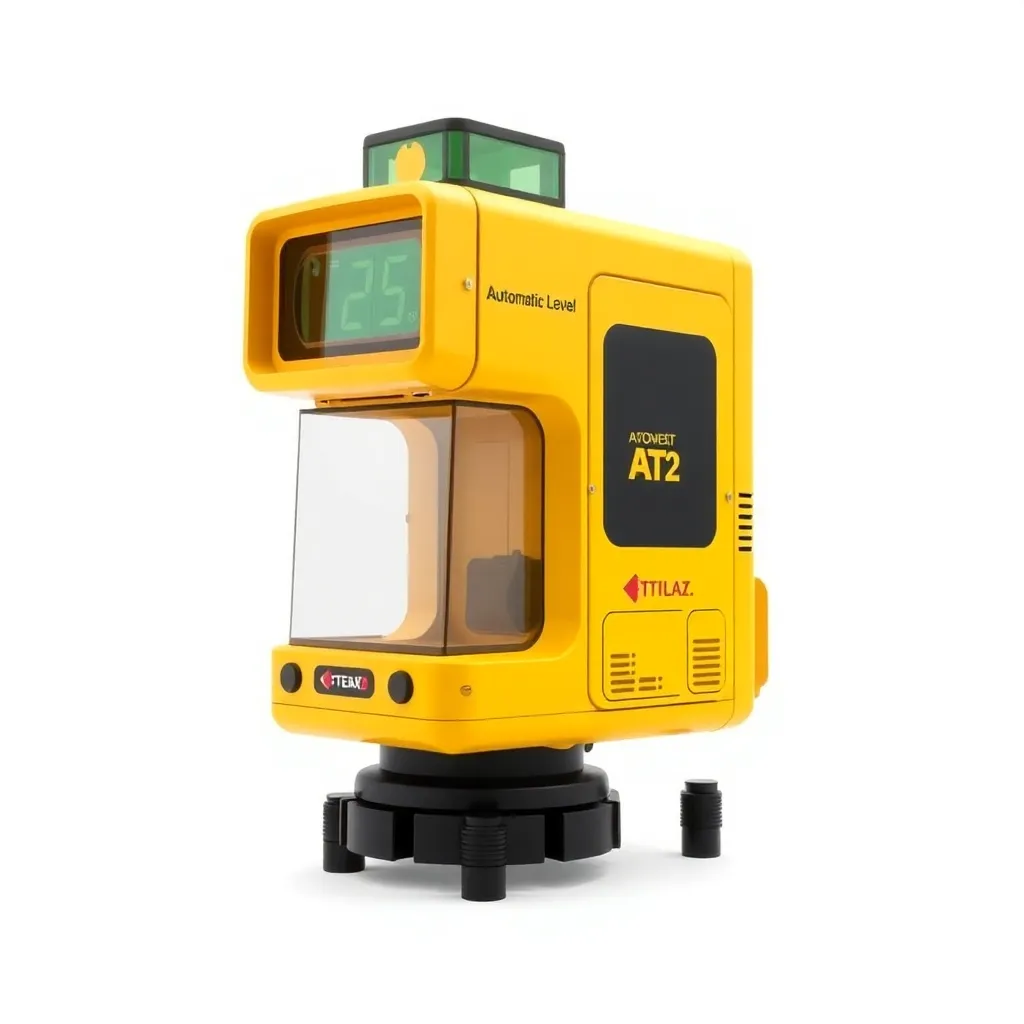 Yellow Automatic Level AT-B2 side view on white background