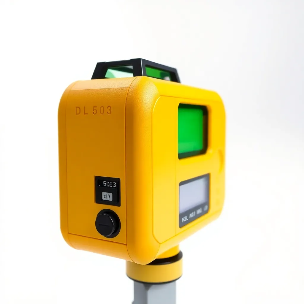 Yellow Digital Level DL-503 side view on white background