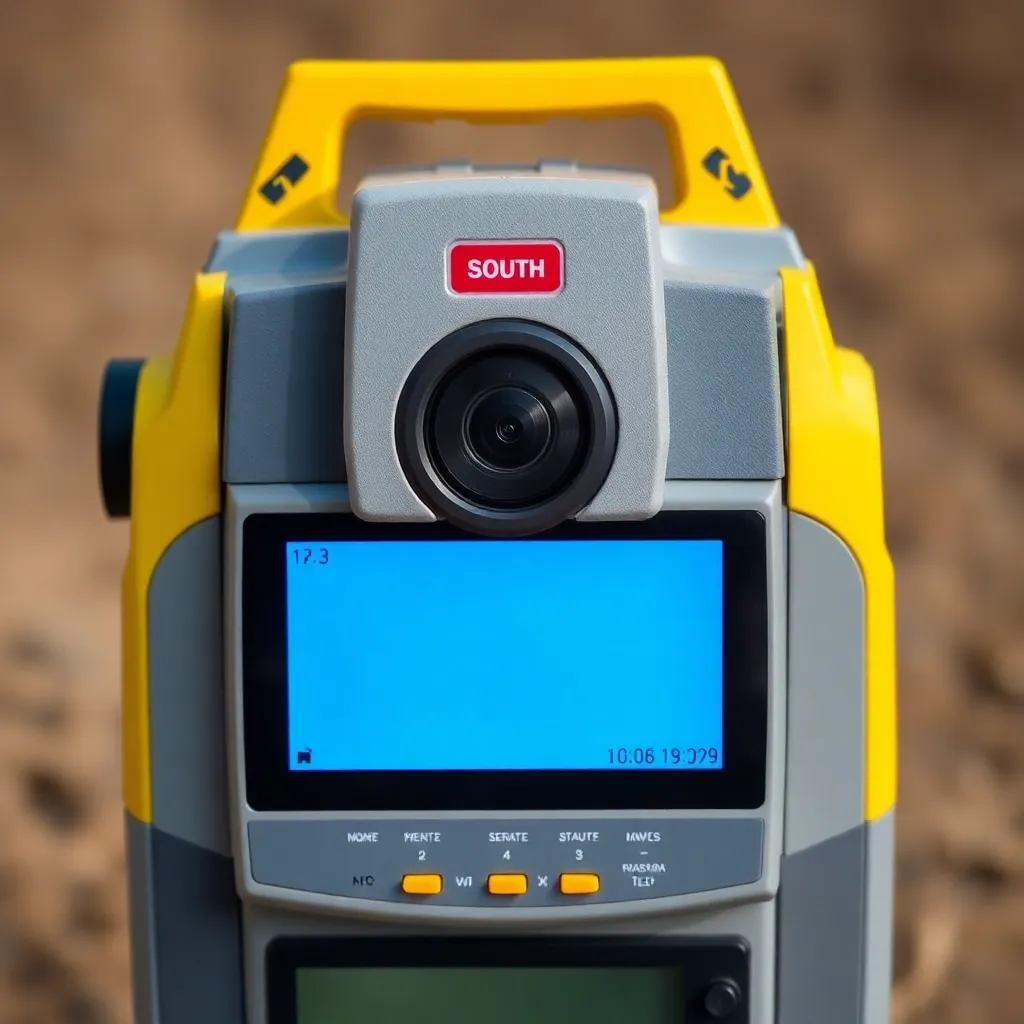 South N7/N9 series manual total station device with yellow and gray body and screen